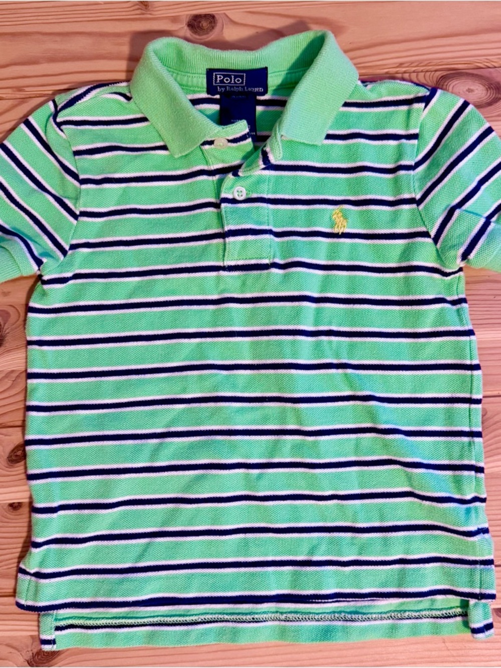 Polo by Ralph Lauren Green Polo with Navy & White Stripes